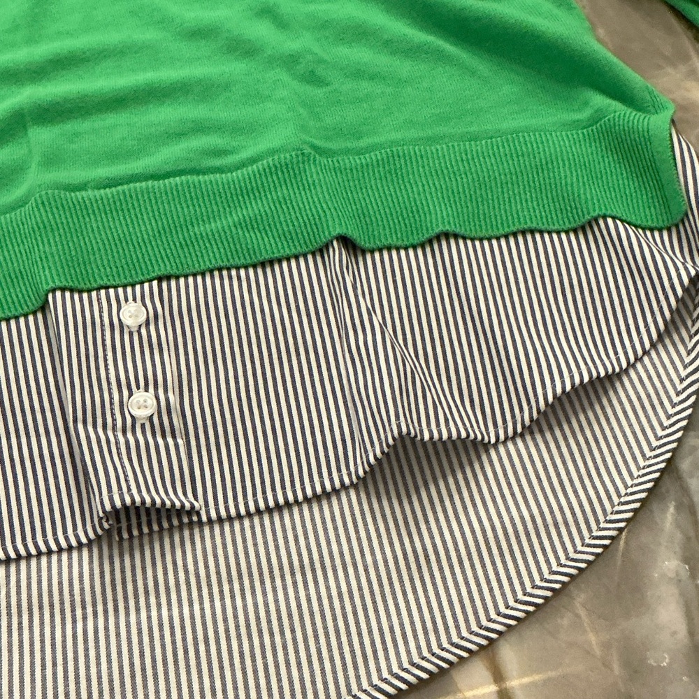 Crown & Ivy Green Sweater with Striped Detail - Picture 6 of 7